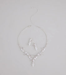 Statement Glow Rhinestone Necklace And Earrings Set