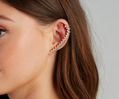 Glam Status Rhinestone Ear Crawler And Stud Set
