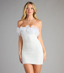 Alissa Ruffled Bead Sequin Mini Dress