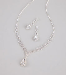 Crown Jewel Teardrop Necklace And Earrings Set