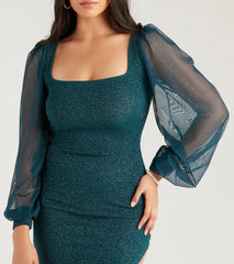 Make It Shimmer Glitter Asymmetric Midi Dress