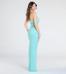 Belle Strapless Cutout Slit Beaded Formal Dress