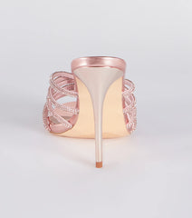 Show Up And Sparkle Rhinestone Metallic Mules
