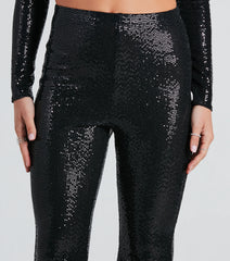 All In Sequin High Rise Flare Pants