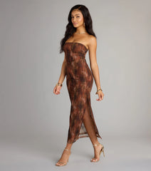 High Drama Abstract Mesh Maxi Dress