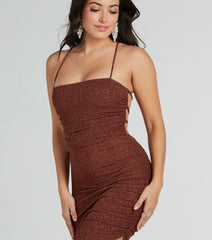 Adrian Formal Glitter Lace-Up Long Dress