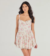 Stroll The Gardens Floral Corset Lace Skater Dress