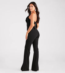 Leading Lady Flower V-Neck Wide Leg Jumpsuit