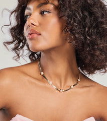 Chic Pearl Accent Snake Chain Necklace