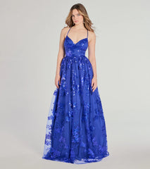Sharen Lace-Up A-Line Sequin Ball Gown