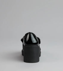 Gloss And Bow Block Heel Loafers