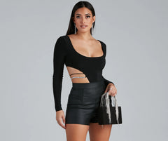 Miss Millionaire Rhinestone Cutout Bodysuit