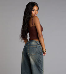 Drip Queen Rhinestone Mesh Crop Top