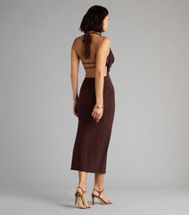 No Strings Attached Halter Strappy Midi Dress