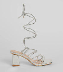 Come Around Metallic Lace-Up Block Heels