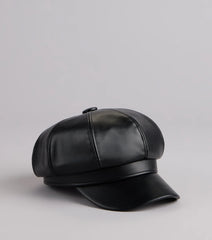 Off Duty Faux Leather Cabby Hat