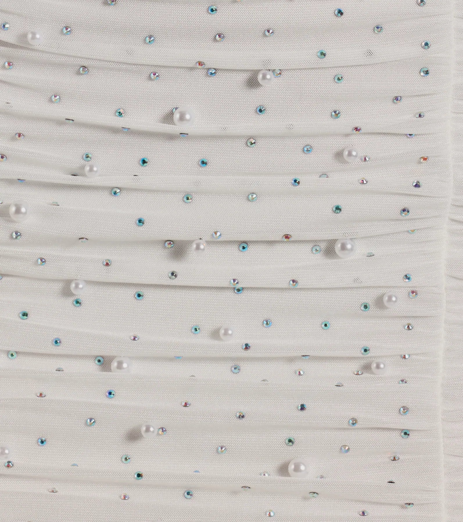 Glitzy Glimmer Rhinestone And Pearl Bodycon Mini Dress