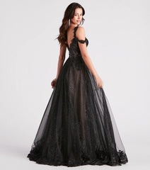Adele Lace Glitter Cold Shoulder Ball Gown