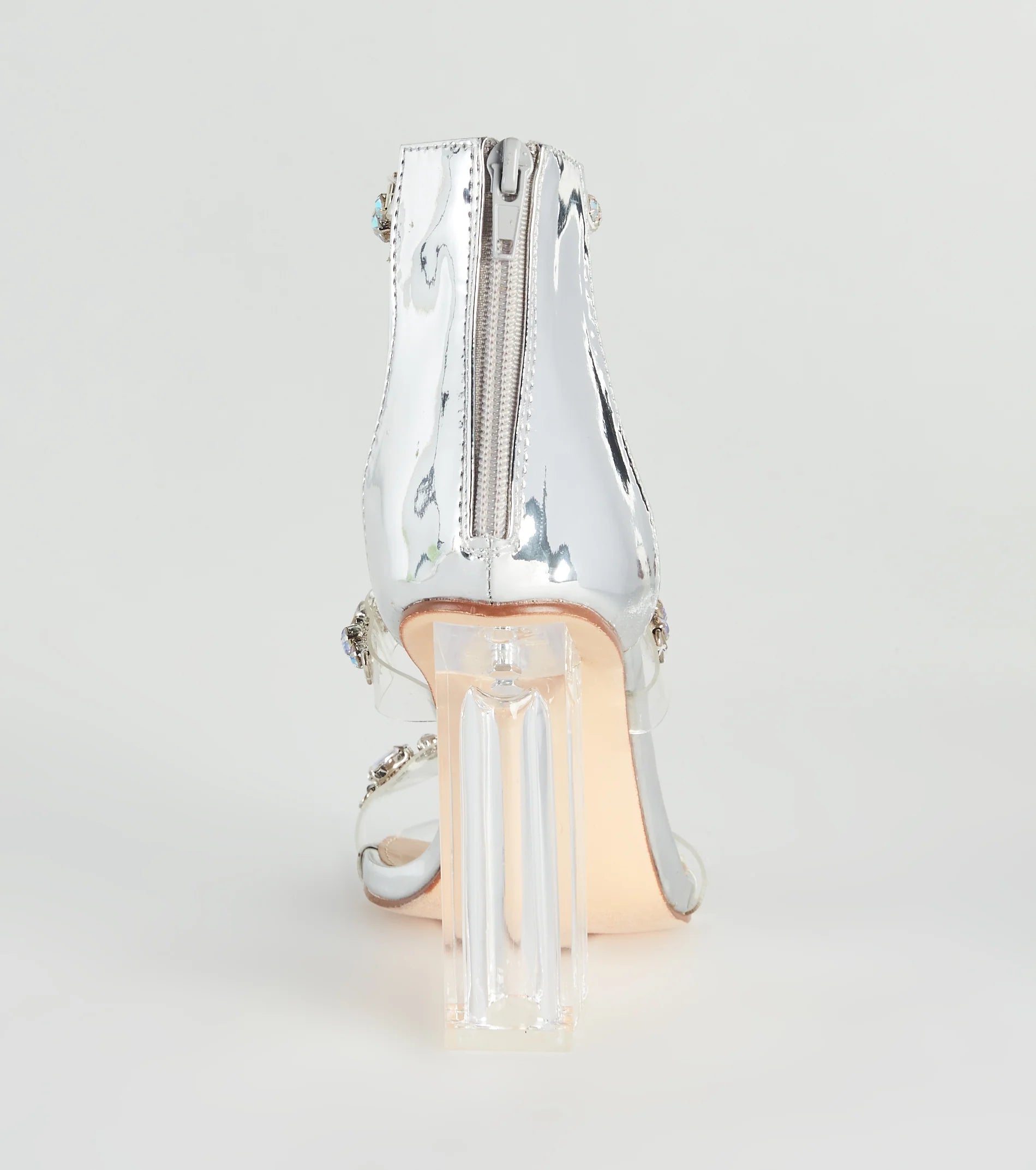 Iridescent Glow Gemstone Clear Block Heels