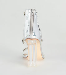 Iridescent Glow Gemstone Clear Block Heels