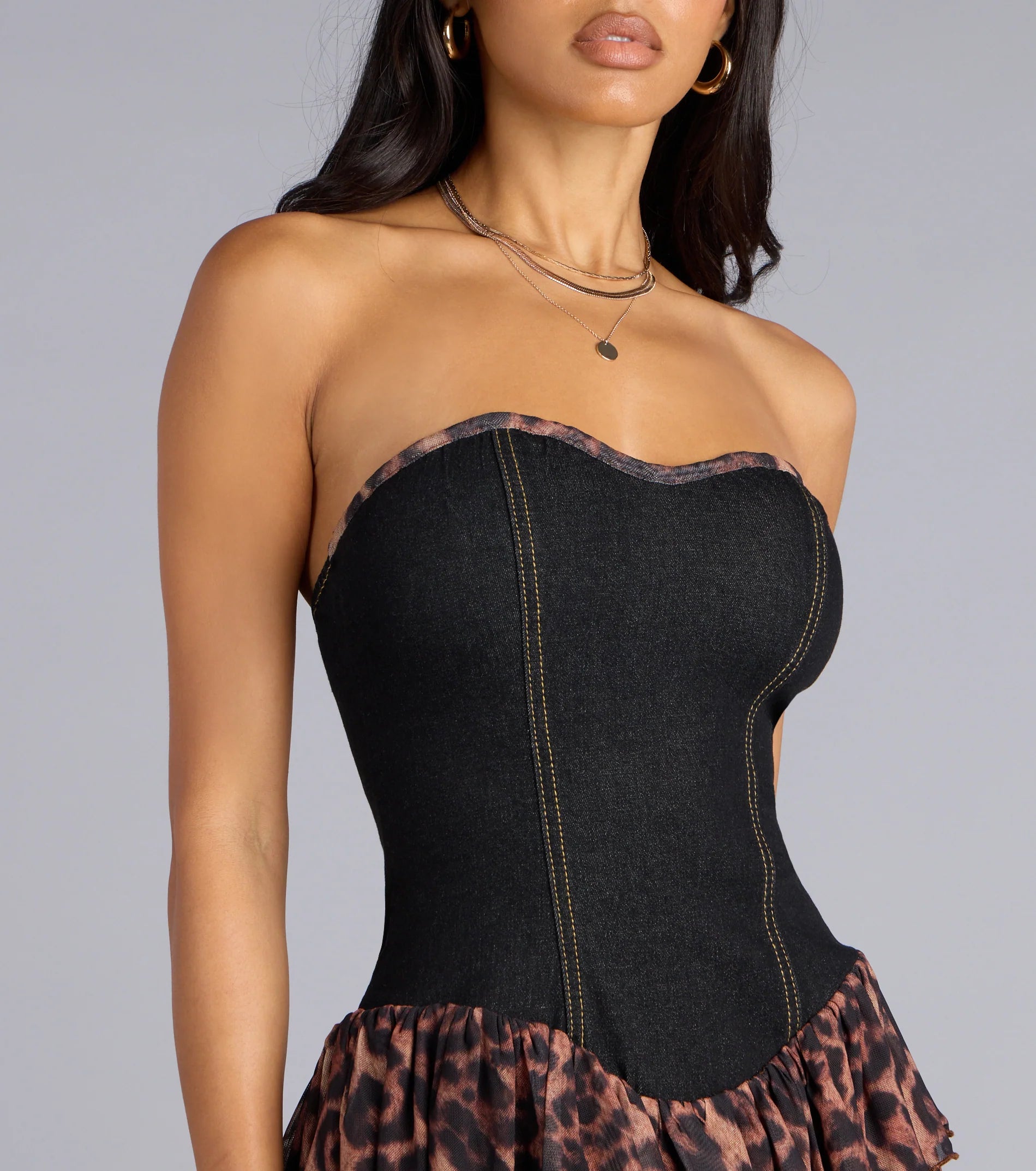 Wild Streak Denim Corset Romper
