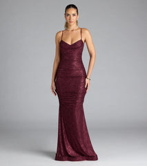 Azzura Cowl Neck Mermaid Glitter Formal Dress