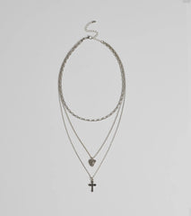 Cross My Heart Layered Necklace