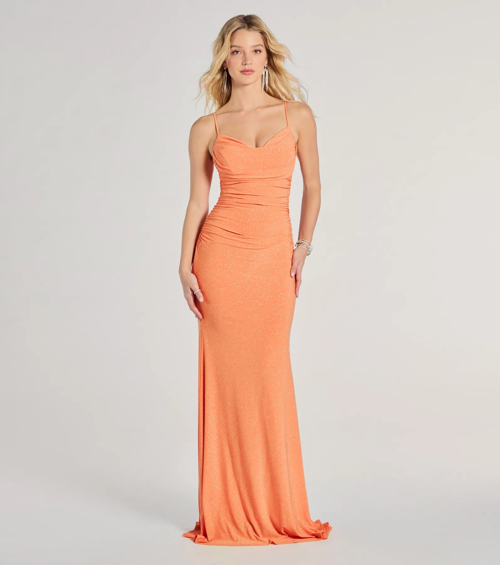 Patricia Glitter Cowl Neck Column Dress