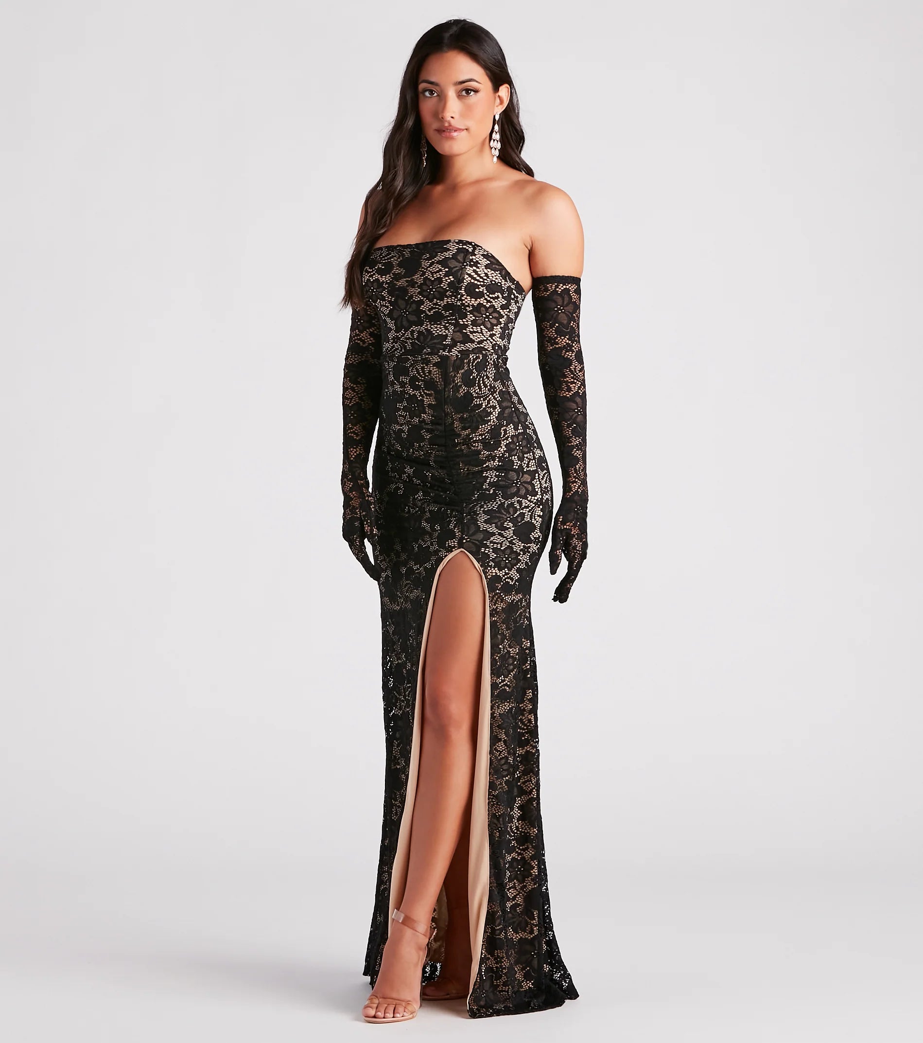 Alison Formal Lace Dress And Gloves Set