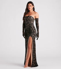 Alison Formal Lace Dress And Gloves Set