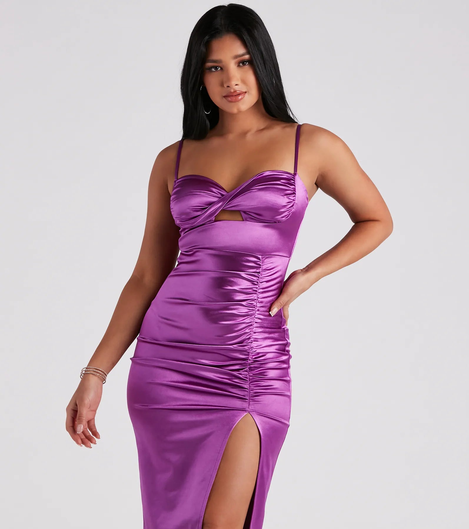 Twyla Formal Satin Cutout Midi Dress