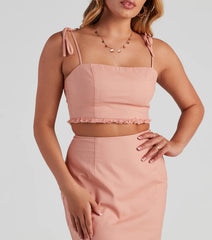 Social Linen Tie Strap Crop Top