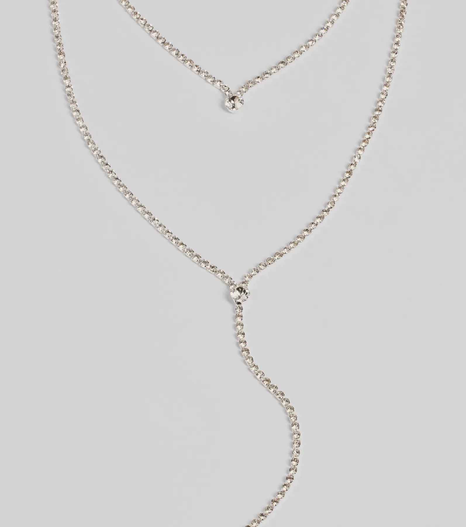 Trendy Glitz Rhinestone Layered Lariat Necklace