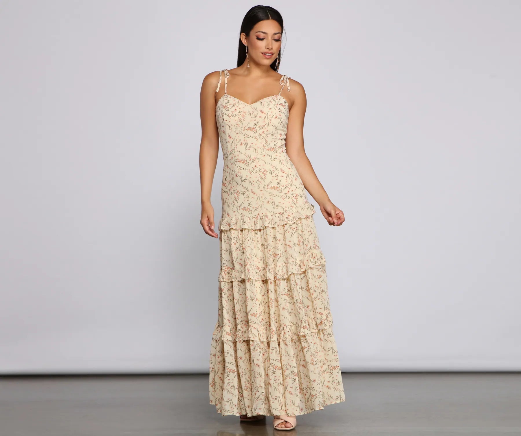 Swept Away Floral Ruffled Maxi Dress