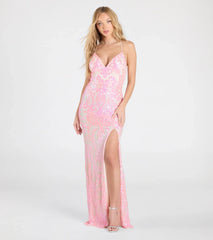 Kensley Open Back Slit Sequin Formal Dress