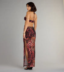 Untamed Allure Animal Print Cutout Maxi Dress