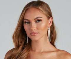 Drop It Low Rhinestone Rectangle Earrings
