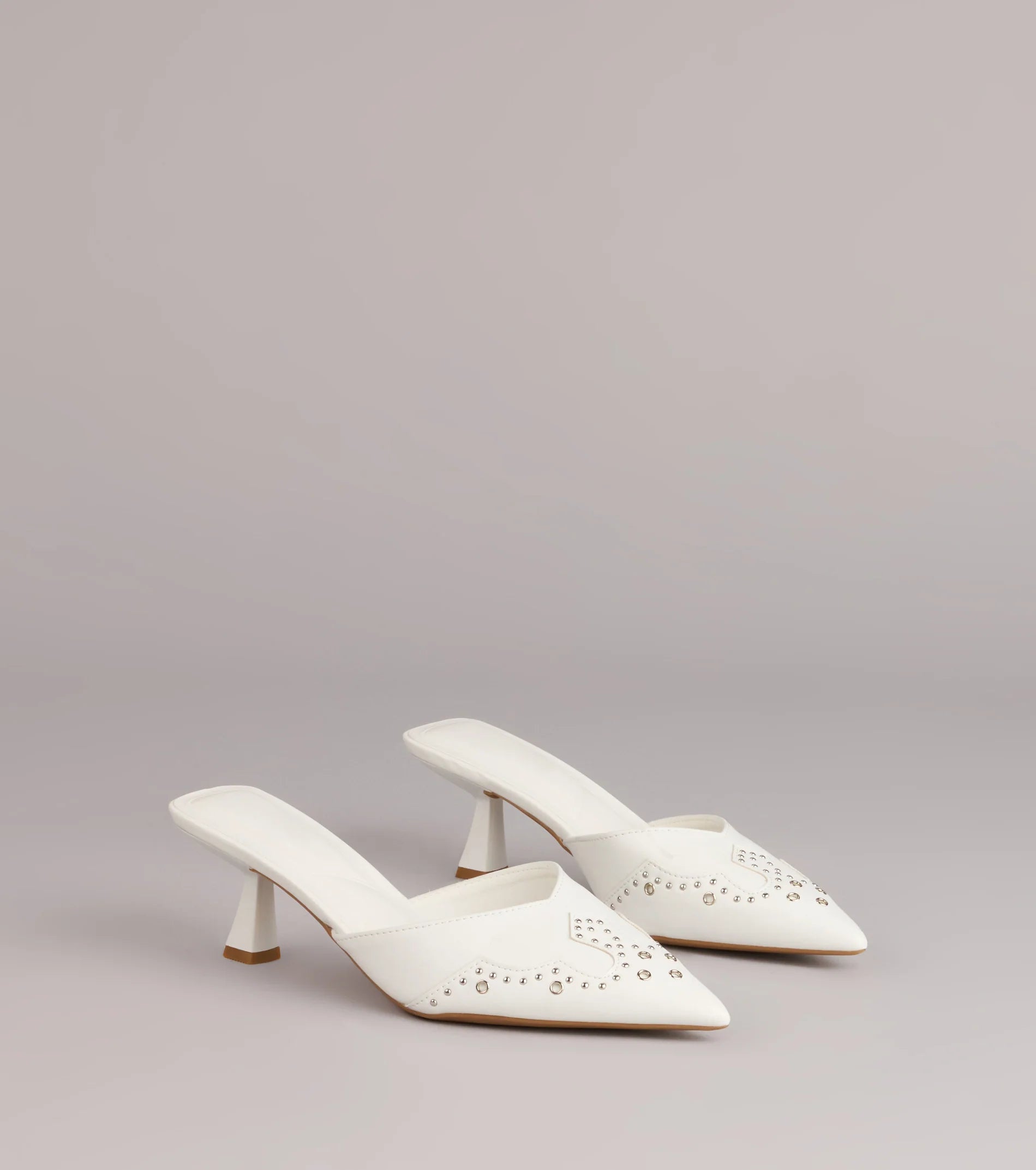 Studded Edge Pointed Kitten Pumps