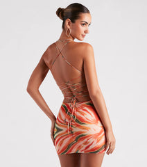 Sunset Marvel Lace-Up Mini Dress