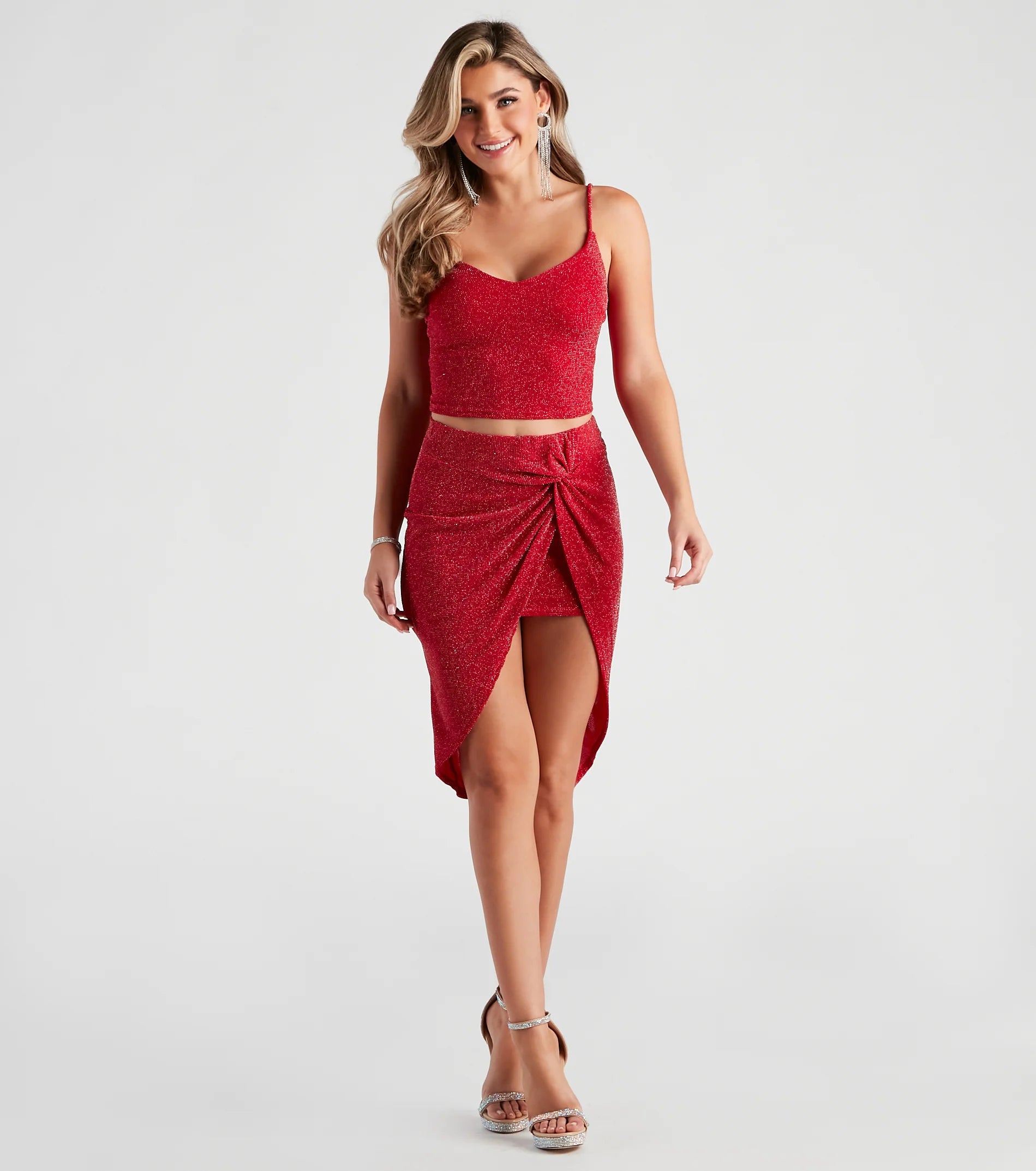 So Chic Glitter Knit Midi Skirt