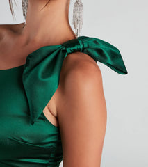 Delana Formal One-Shoulder Satin Dress