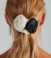 Satin Rosette Flower Scrunchie Set