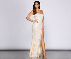 Angelia Lace Up Back Iridescent Sequin Dress