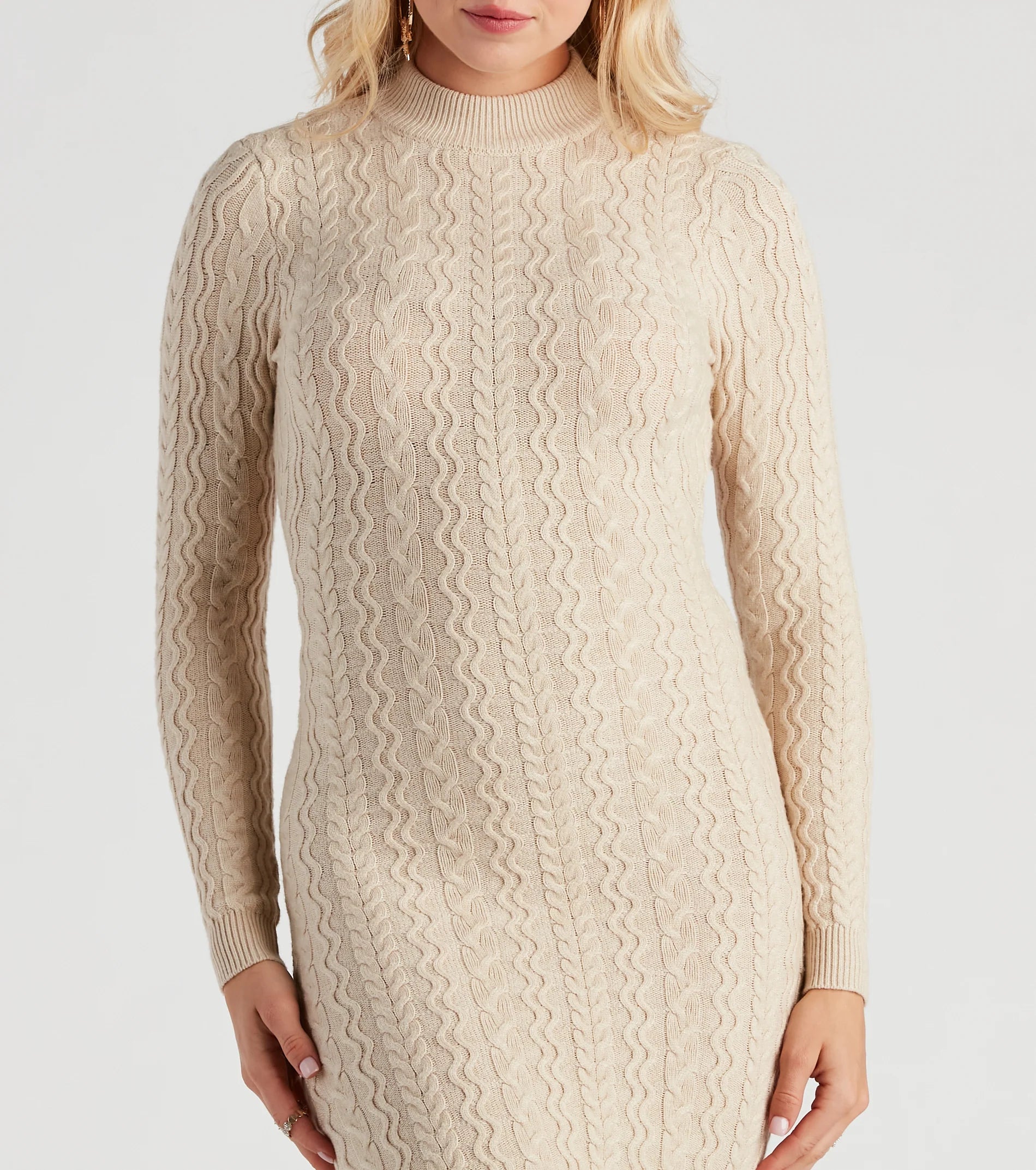 Flirty In Fall Cable Knit Dress