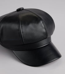 Off Duty Faux Leather Cabby Hat