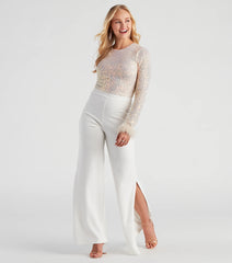 Flawless Glam Sequin Feather Trim Crop Top