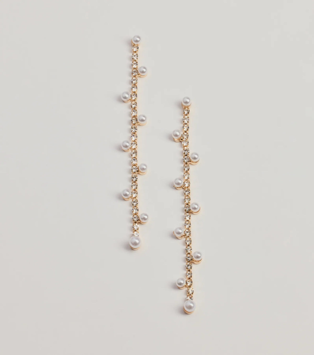 Sparkling Elegance Faux Pearl And Rhinestone Linear Earrings