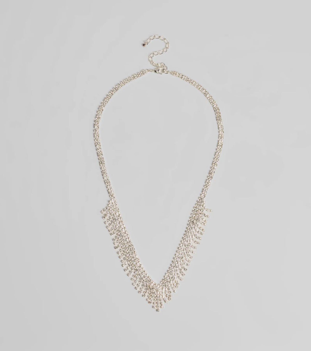 Glam Edge Rhinestone Fringe Necklace