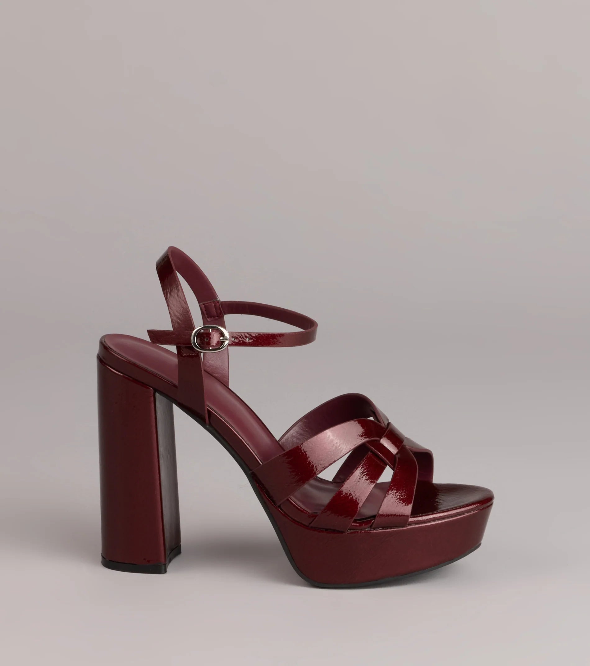 Glossed Up Patent Strappy Platform Heels