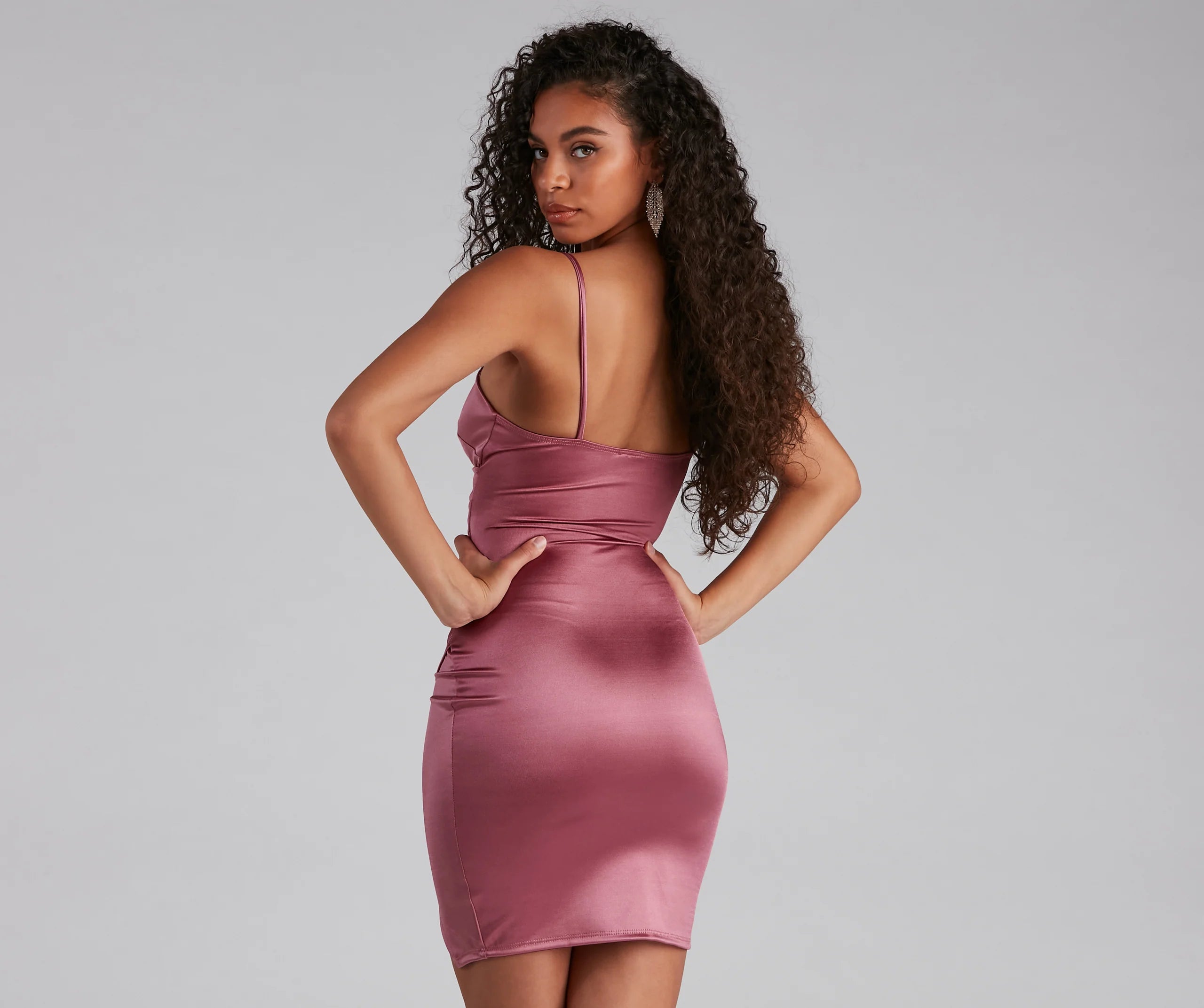 Wrapped In Sleek Satin Mini Dress